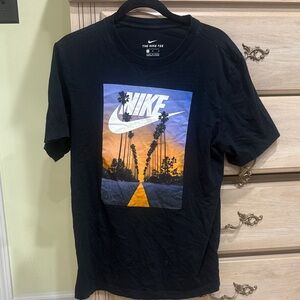 Nike Men's Black Tee with Sunset Graphic